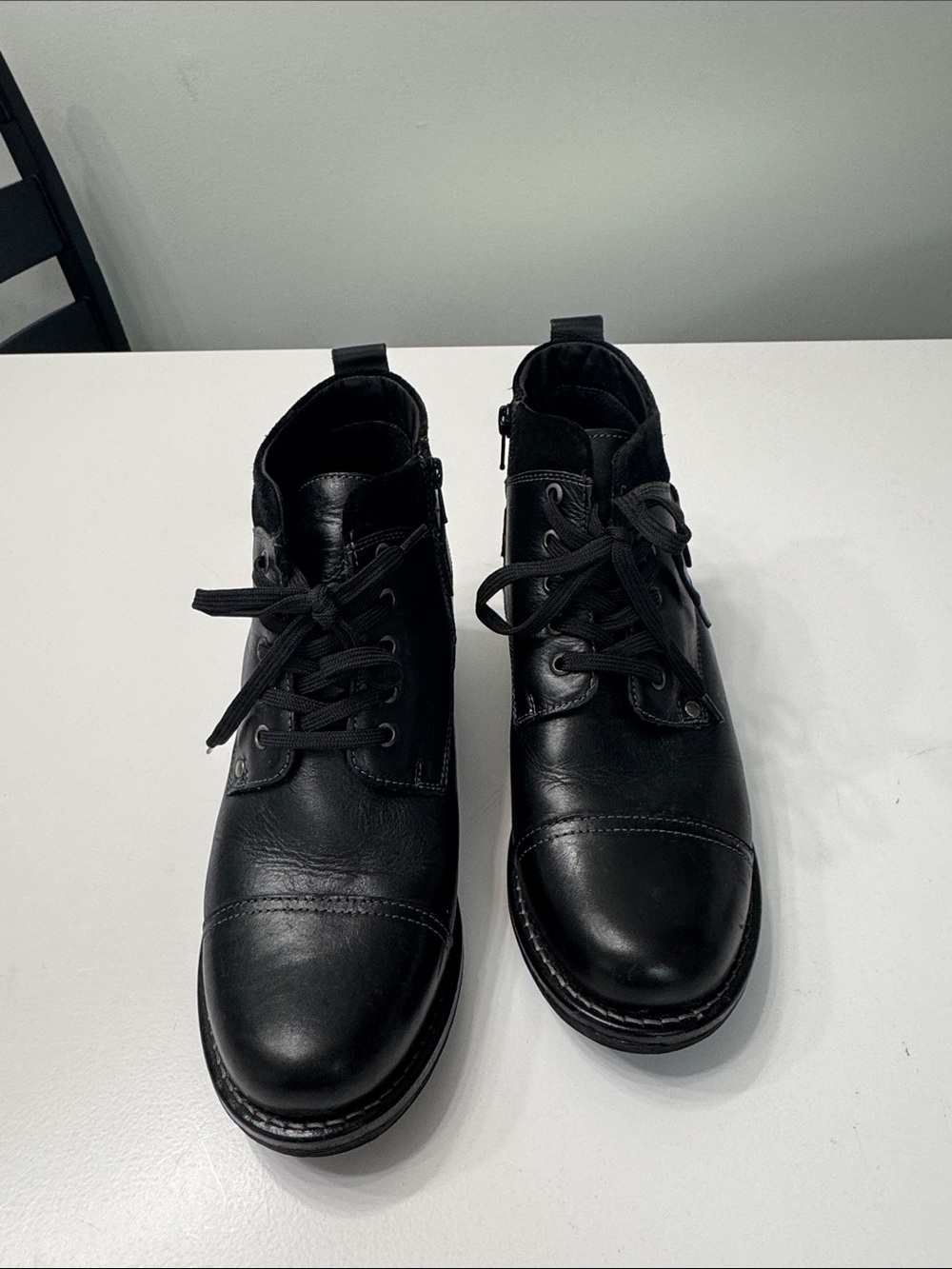 Taos Footwear Black Leather Lace-Up Ankle Mini Crave Booties